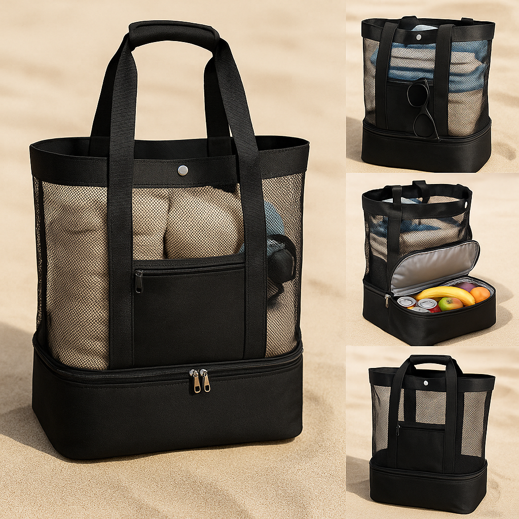 BeachCooler™ – Sac de Plage 2-en-1 avec Glacière Isotherme Intégrée - Utilisation : Plage, Piscine, Pique-nique, Famille, Vacances