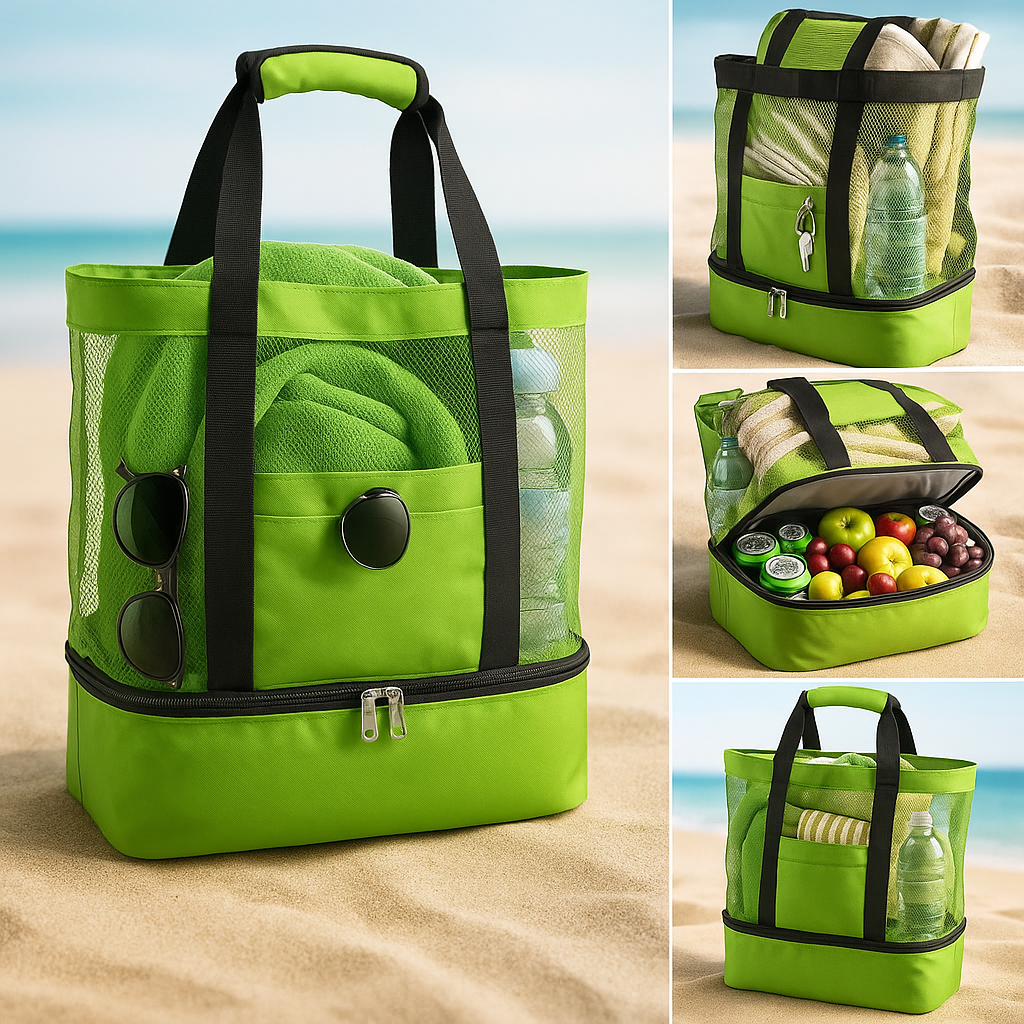 BeachCooler™ – Sac de Plage 2-en-1 avec Glacière Isotherme Intégrée - Utilisation : Plage, Piscine, Pique-nique, Famille, Vacances