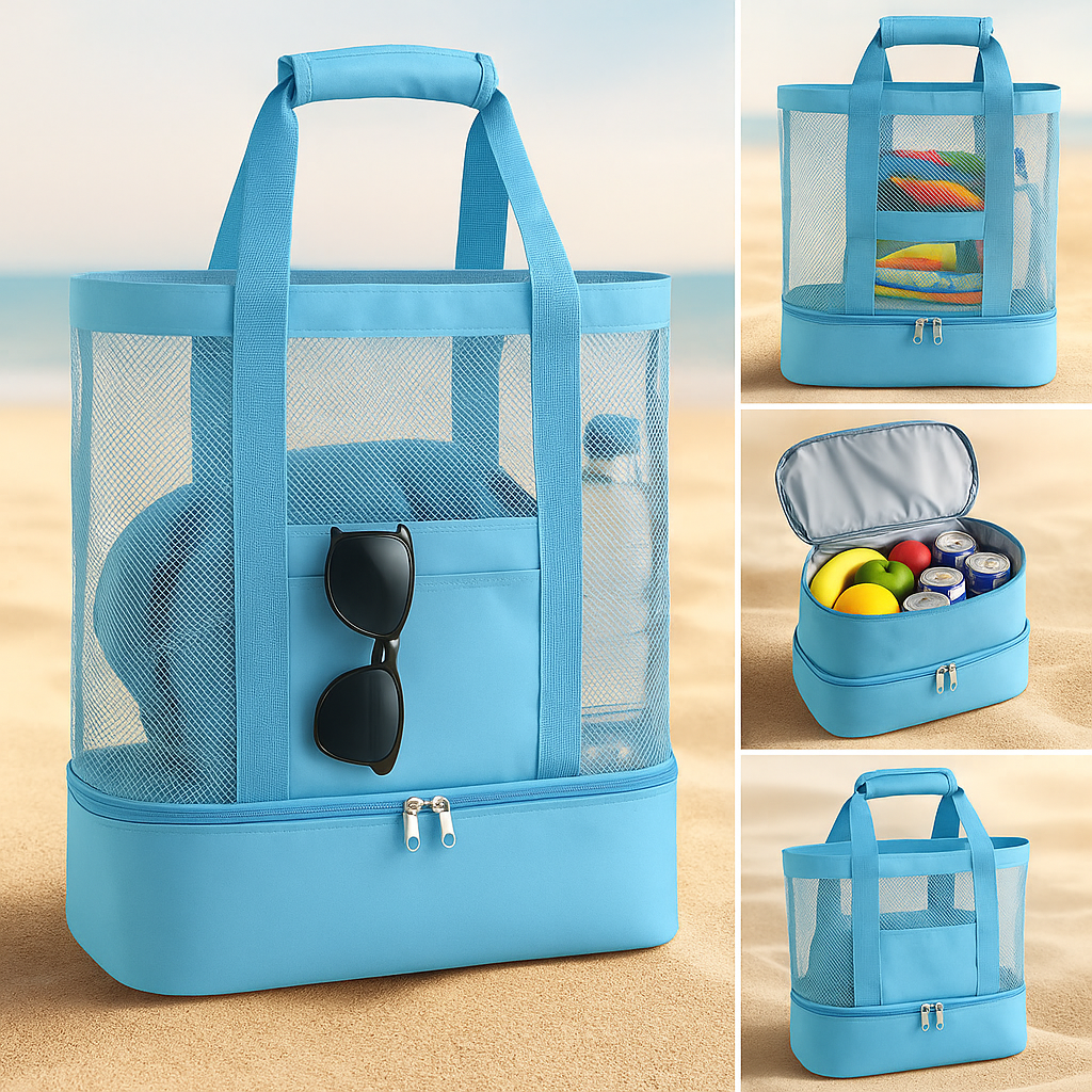 BeachCooler™ – Sac de Plage 2-en-1 avec Glacière Isotherme Intégrée - Utilisation : Plage, Piscine, Pique-nique, Famille, Vacances