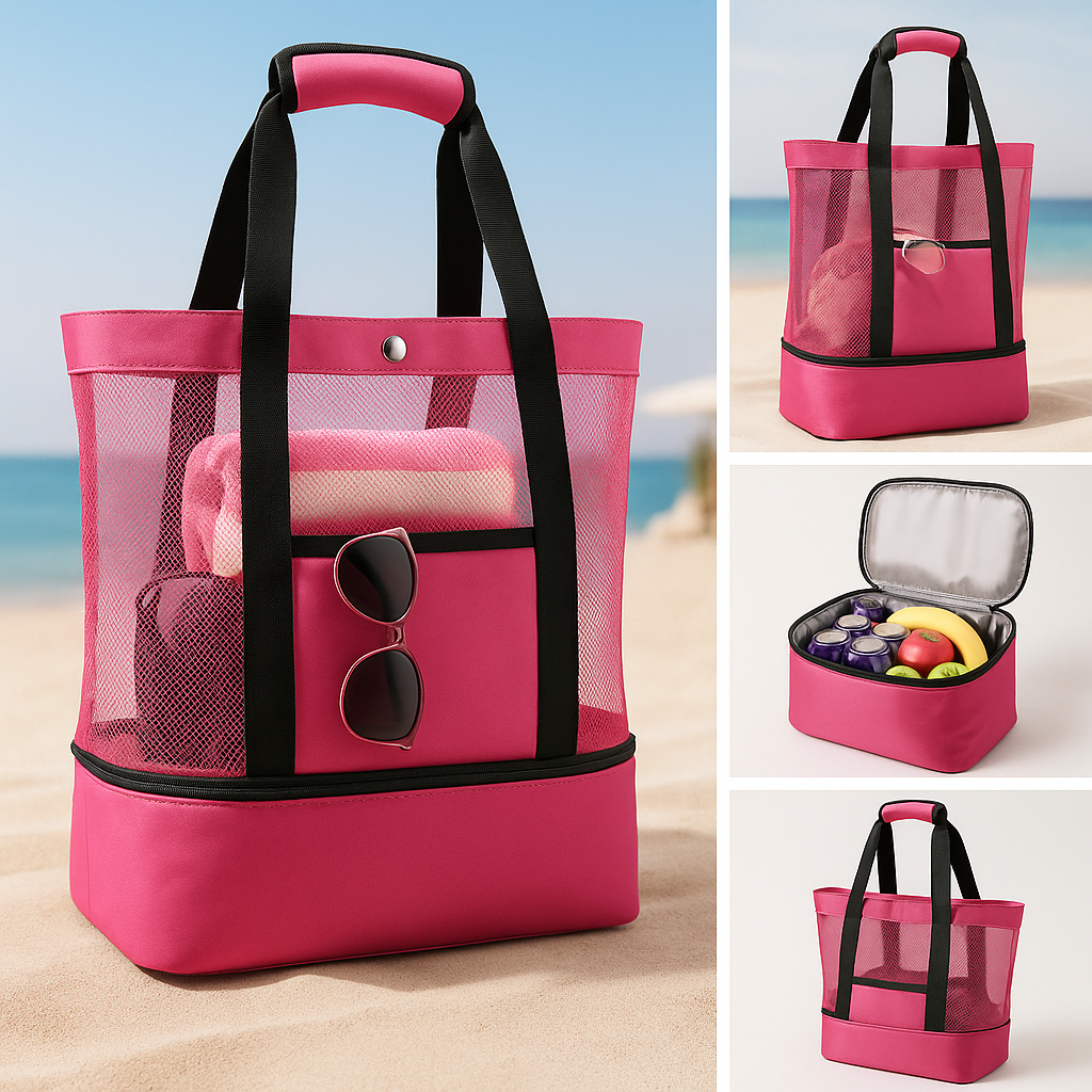 BeachCooler™ – Sac de Plage 2-en-1 avec Glacière Isotherme Intégrée - Utilisation : Plage, Piscine, Pique-nique, Famille, Vacances